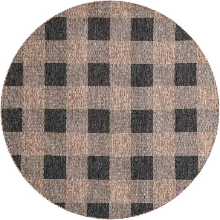 Detail image of 7' 10 x 7' 10 Easy-Clean Checkered Indoor / Outdoor Round Rug