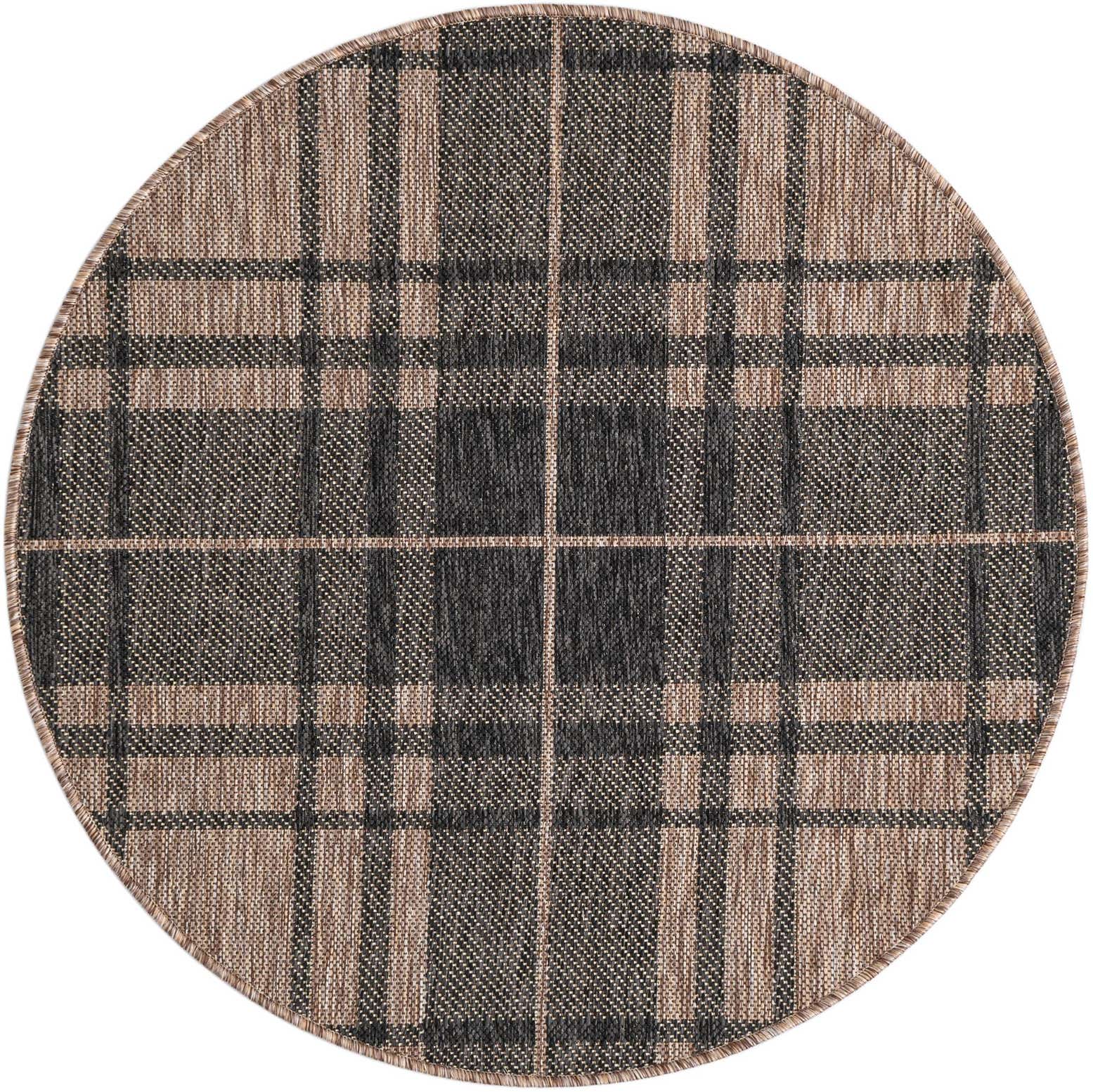 3' x 3' Easy-Clean Checkered Indoor / Outdoor Round Rug