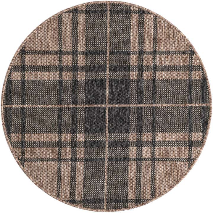 3' x 3' Easy-Clean Checkered Indoor / Outdoor Round Rug