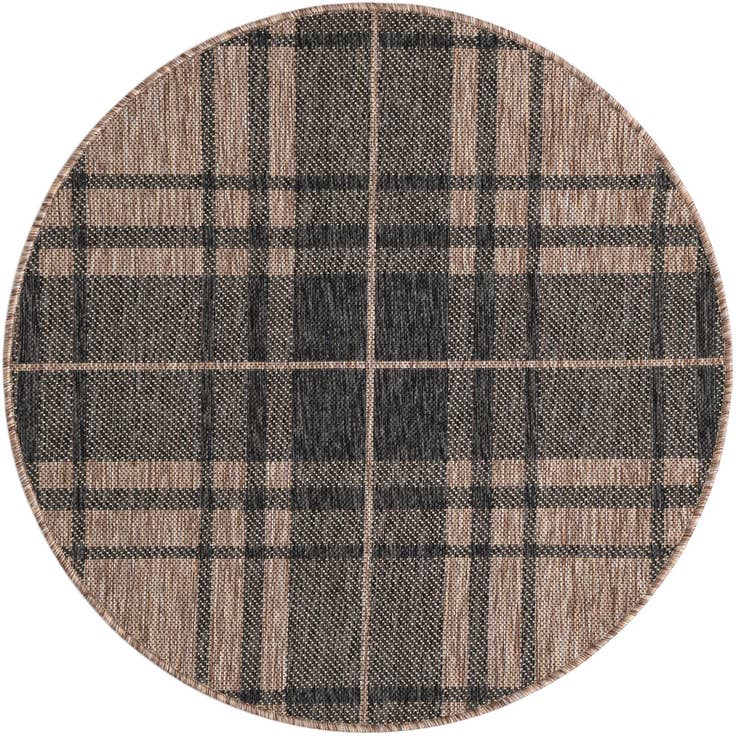 Detail image of 3' x 3' Easy-Clean Checkered Indoor / Outdoor Round Rug