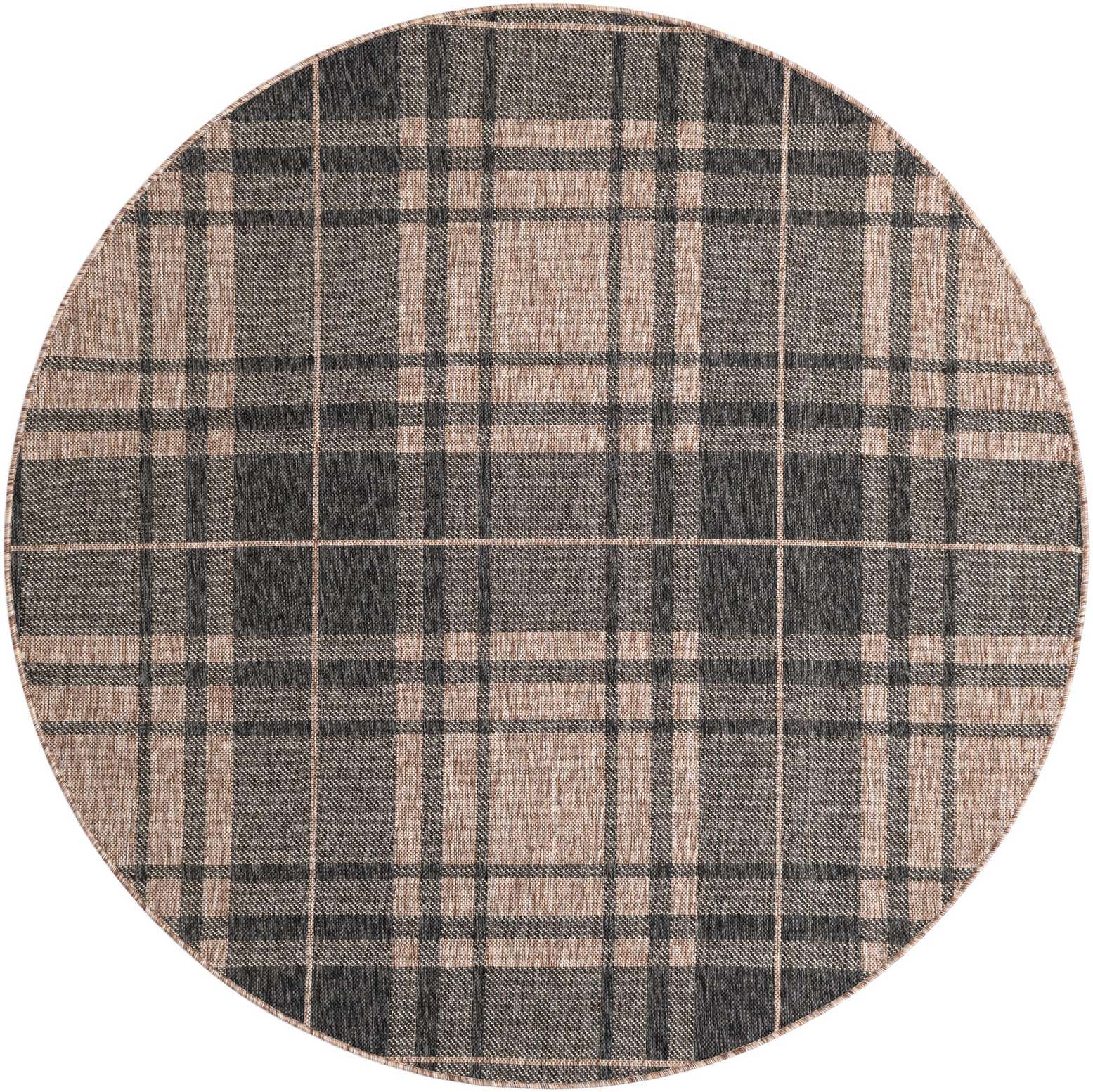 6' x 6' Easy-Clean Checkered Indoor / Outdoor Round Rug