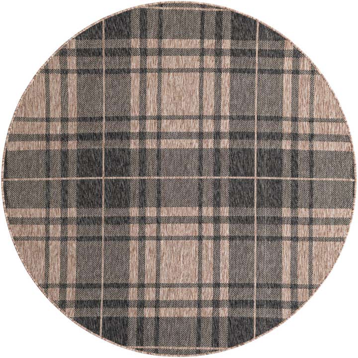 6' x 6' Easy-Clean Checkered Indoor / Outdoor Round Rug