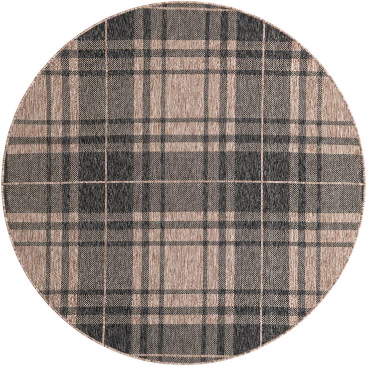 Detail image of 6' x 6' Easy-Clean Checkered Indoor / Outdoor Round Rug