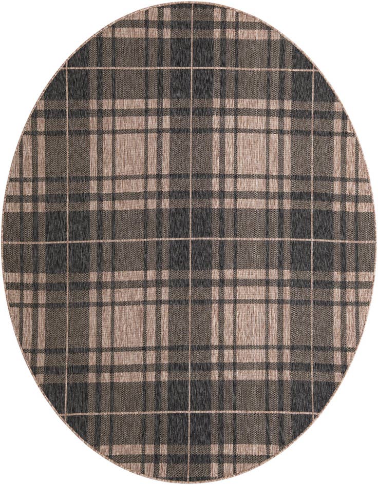 Detail image of 7' 10 x 7' 10 Easy-Clean Checkered Indoor / Outdoor Round Rug