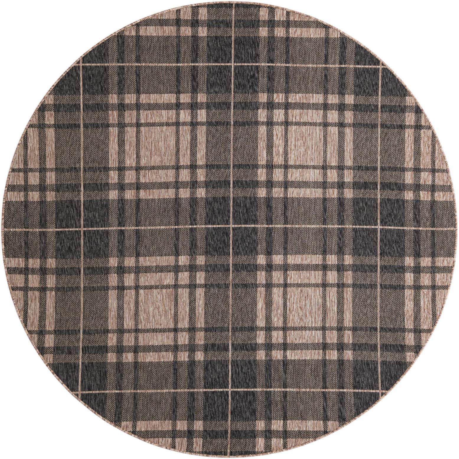 7' 10 x 7' 10 Easy-Clean Checkered Indoor / Outdoor Round Rug