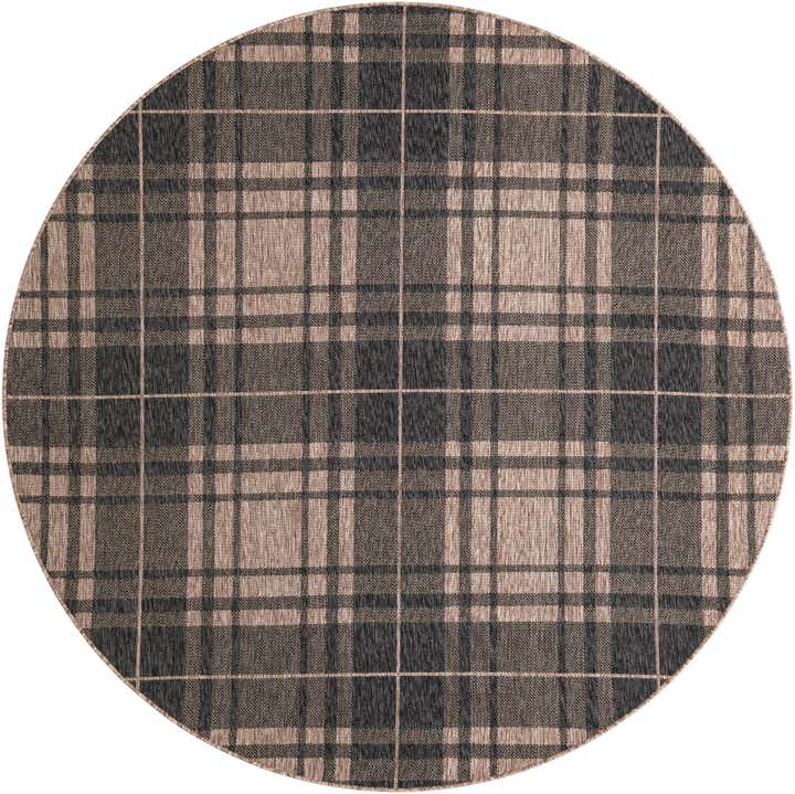 7' 10 x 7' 10 Easy-Clean Checkered Indoor / Outdoor Round Rug