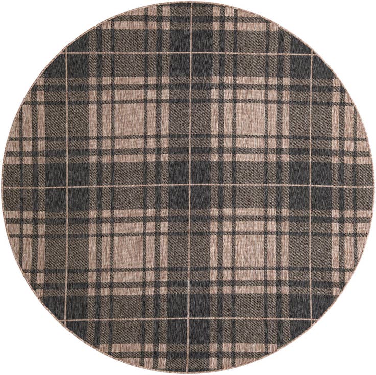 Detail image of 7' 10 x 7' 10 Easy-Clean Checkered Indoor / Outdoor Round Rug