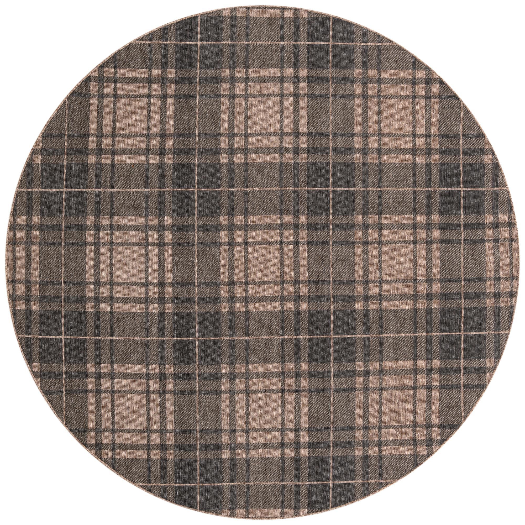 10' x 10'  Washable Checkered Indoor / Outdoor Round Rug