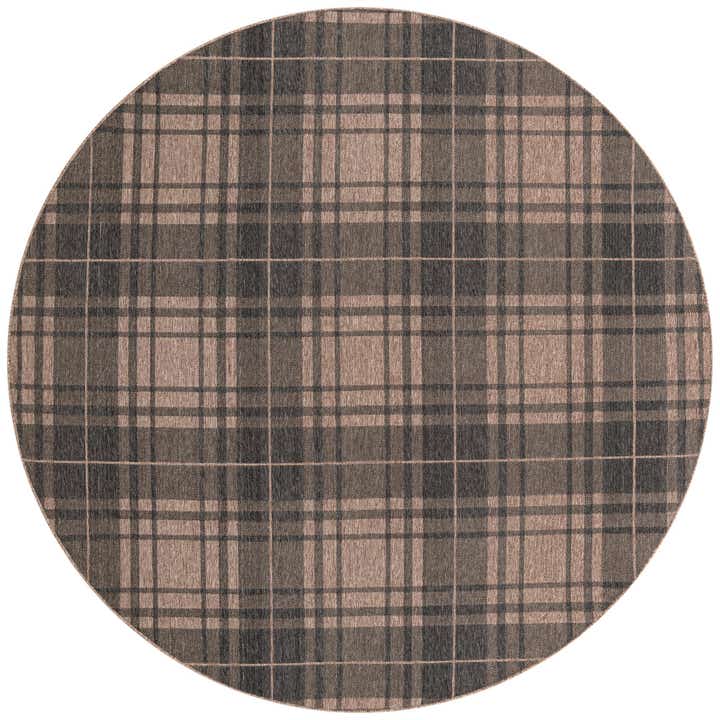 10' x 10' Easy-Clean Checkered Indoor / Outdoor Round Rug
