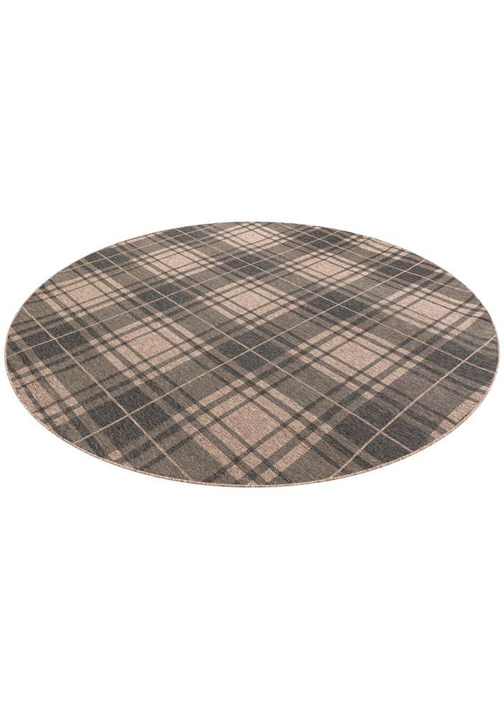 10' x 10' Easy-Clean Checkered Indoor / Outdoor Round Rug