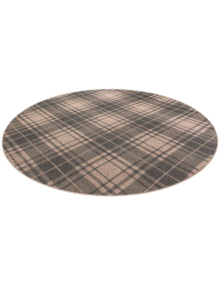 10' x 10' Easy-Clean Checkered Indoor / Outdoor Round Rug