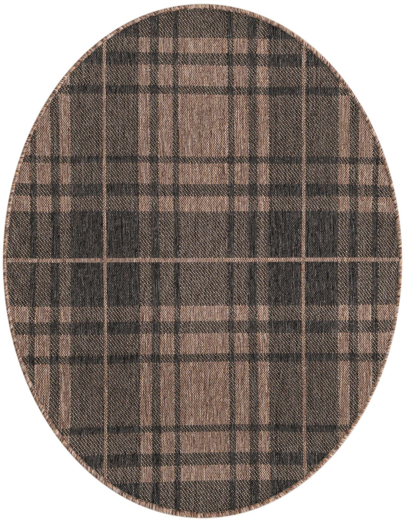 4' x 4' Easy-Clean Checkered Indoor / Outdoor Round Rug