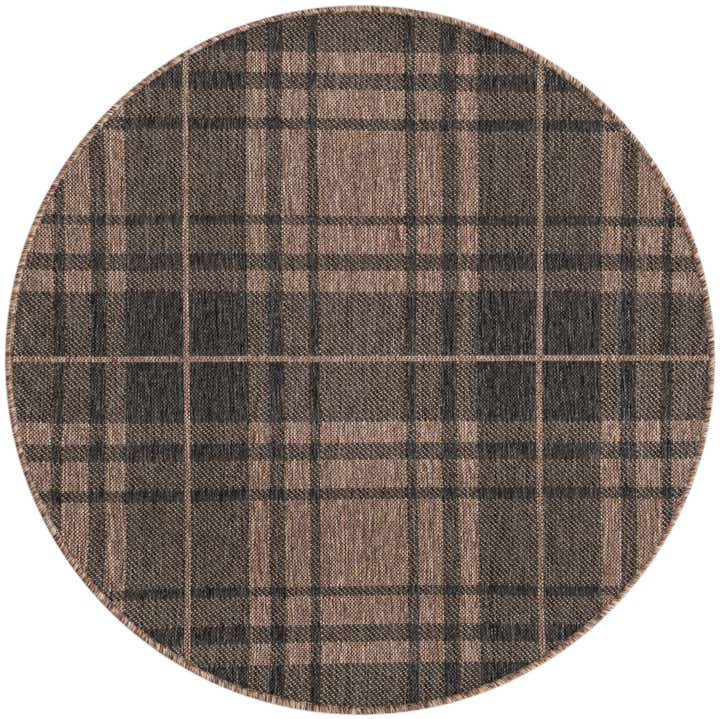 4' x 4' Easy-Clean Checkered Indoor / Outdoor Round Rug
