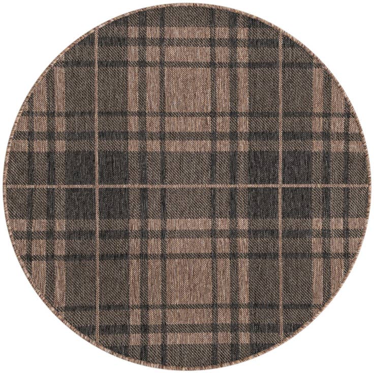 Detail image of 4' x 4' Easy-Clean Checkered Indoor / Outdoor Round Rug