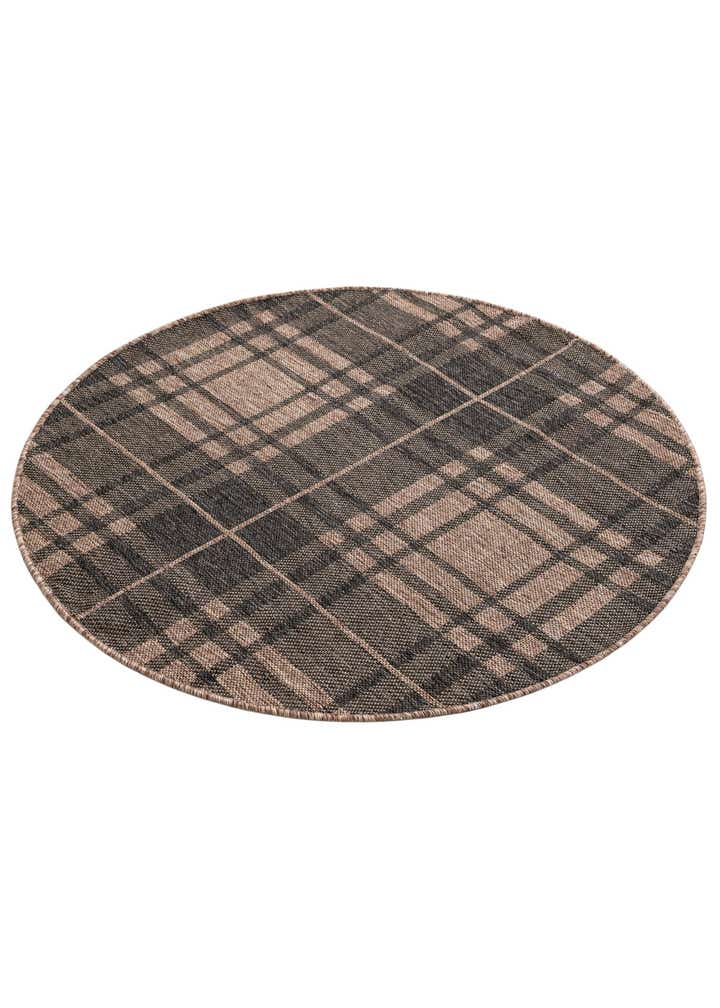 4' x 4' Easy-Clean Checkered Indoor / Outdoor Round Rug