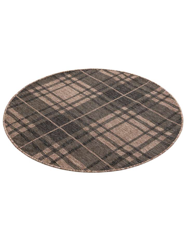 4' x 4' Easy-Clean Checkered Indoor / Outdoor Round Rug