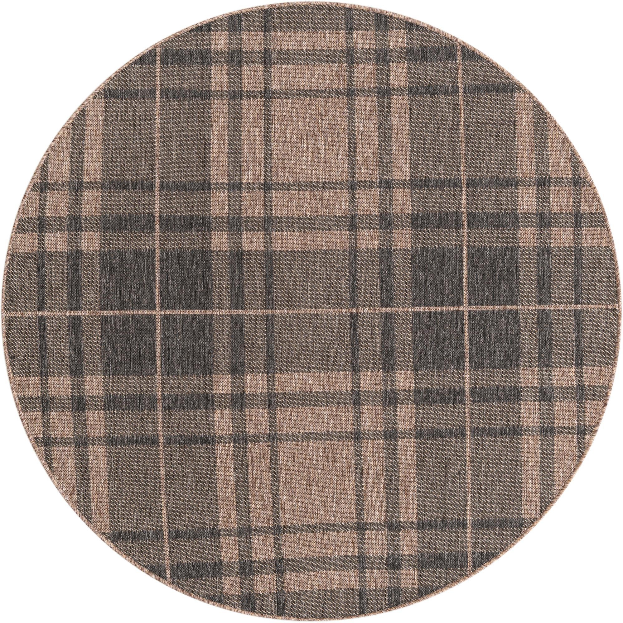 5' 3 x 5' 3  Washable Checkered Indoor / Outdoor Round Rug