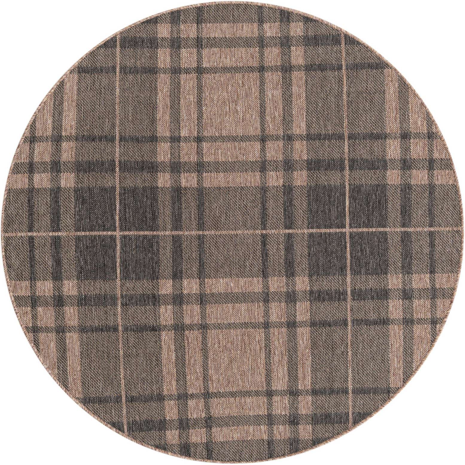 5' 3 x 5' 3 Easy-Clean Checkered Indoor / Outdoor Round Rug