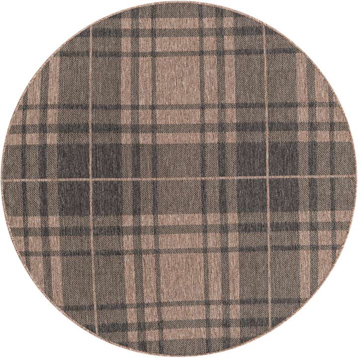 5' 3 x 5' 3 Easy-Clean Checkered Indoor / Outdoor Round Rug
