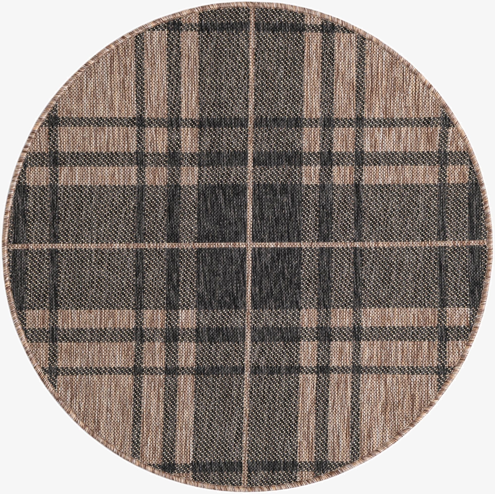 3' x 3'  Washable Checkered Indoor / Outdoor Round Rug