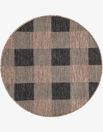3' x 3' Easy-Clean Checkered Indoor / Outdoor Round Rug