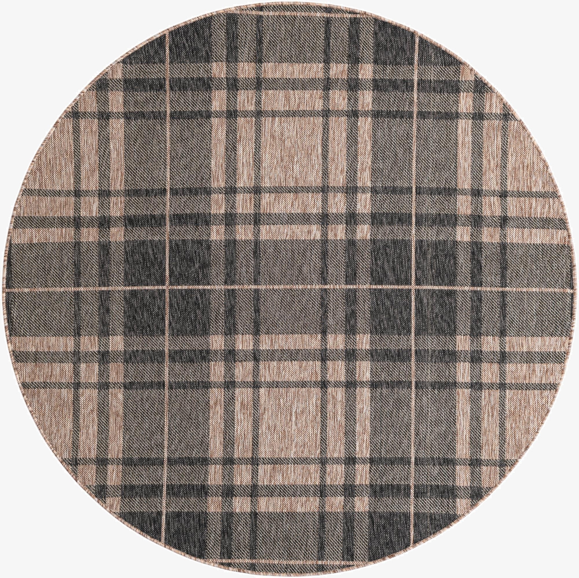 6' x 6'  Washable Checkered Indoor / Outdoor Round Rug