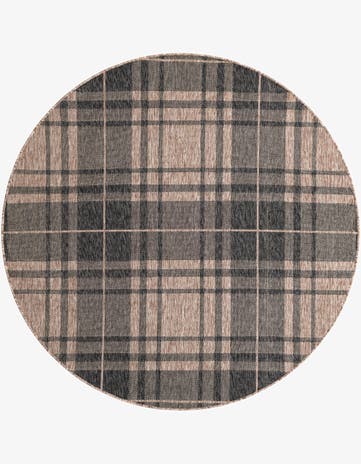 6' x 6' Easy-Clean Checkered Indoor / Outdoor Round Rug