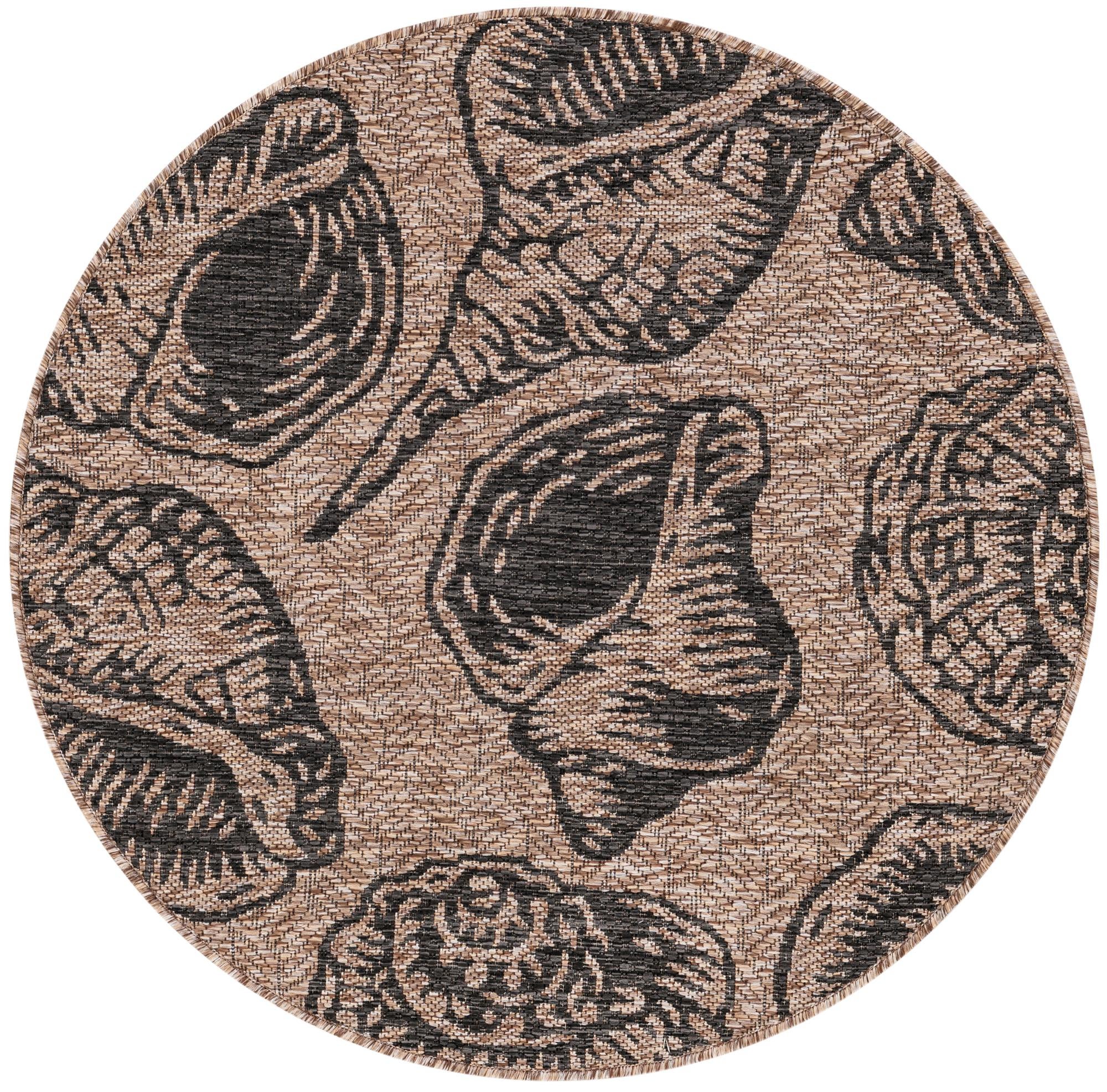 3' x 3' Easy-Clean Coastal Indoor / Outdoor Round Rug