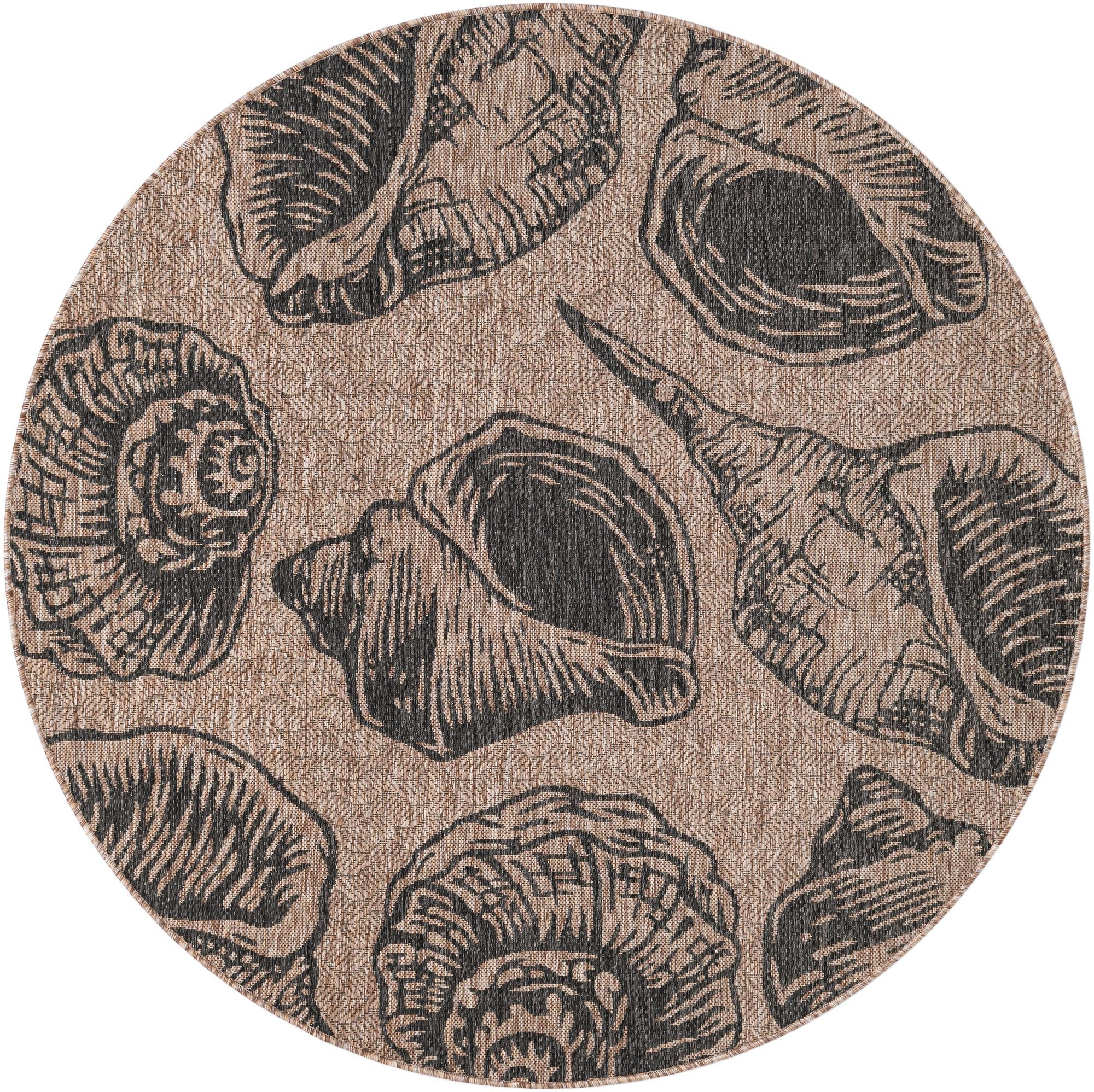 6' x 6' Easy-Clean Coastal Indoor / Outdoor Round Rug