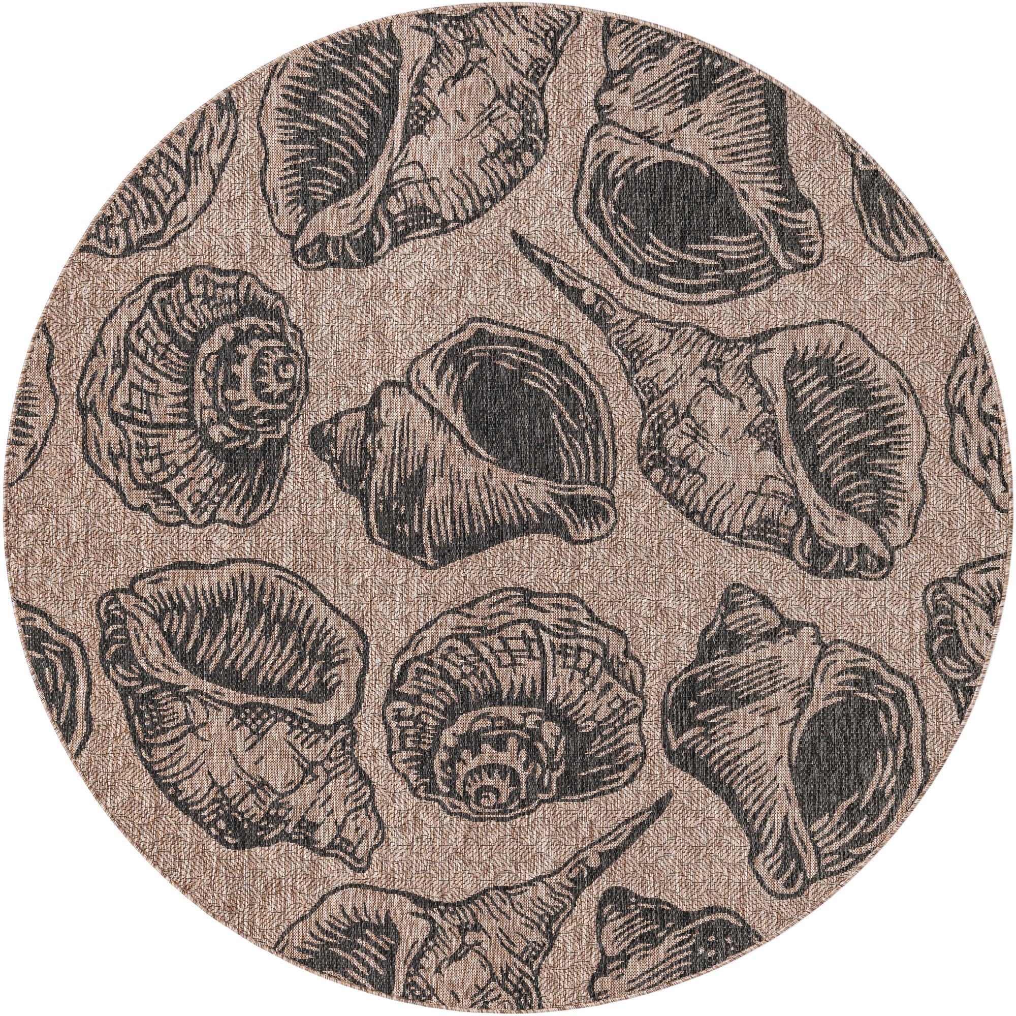 7' 10 x 7' 10 Easy-Clean Coastal Indoor / Outdoor Round Rug