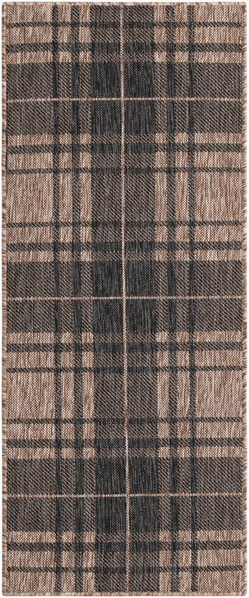 2' x 5' 3  Washable Checkered Indoor / Outdoor Runner Rug