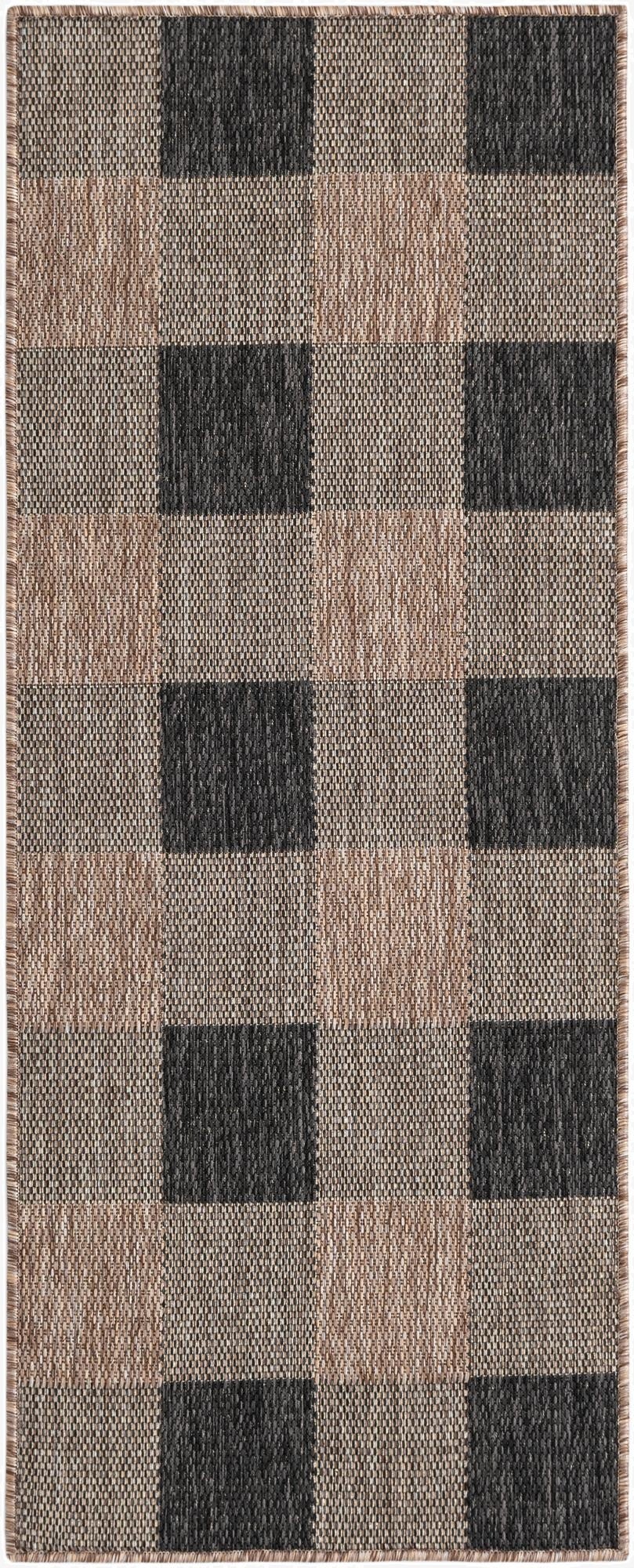 2' x 5' 3  Washable Checkered Indoor / Outdoor Runner Rug