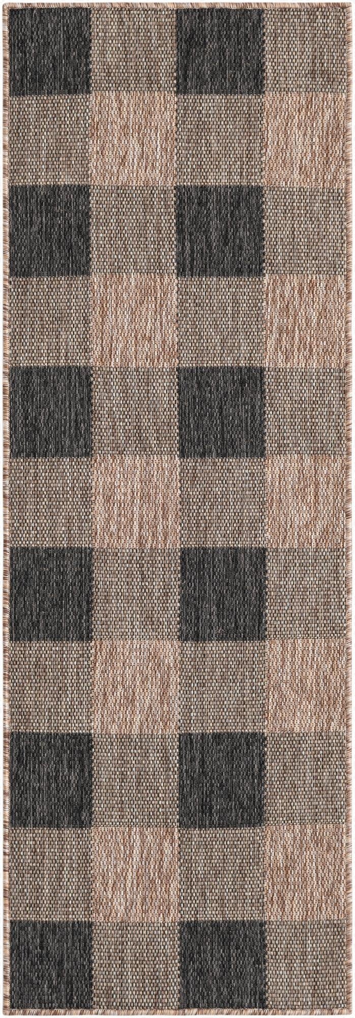 2' x 6'  Washable Checkered Indoor / Outdoor Runner Rug
