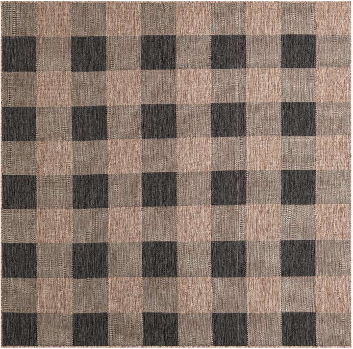7' 10 x 7' 10 Easy-Clean Checkered Indoor / Outdoor Square Rug