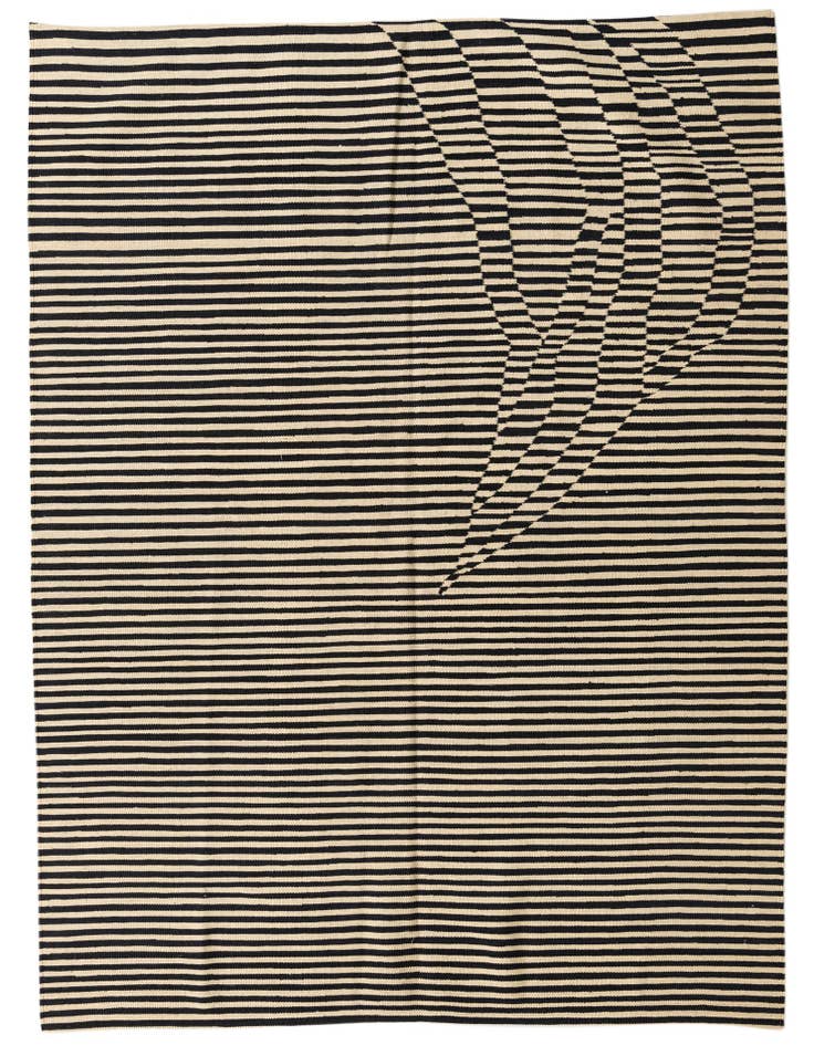 Detail image of 4' 7 x 7' 10 Hand Woven Kilim Modern Wool Rug