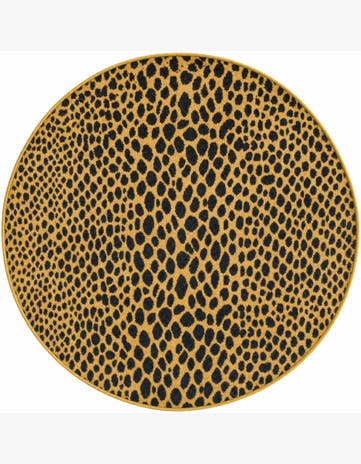 Black and Gold Kamala Washable Round Rug