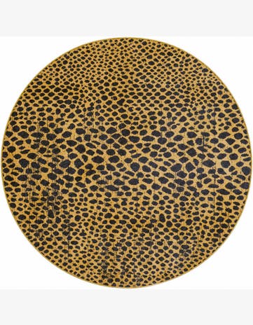 Black and Gold Kamala Washable Round Rug