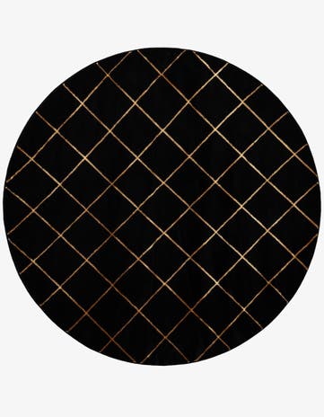 Black and Gold Vogue Geo Round Rug