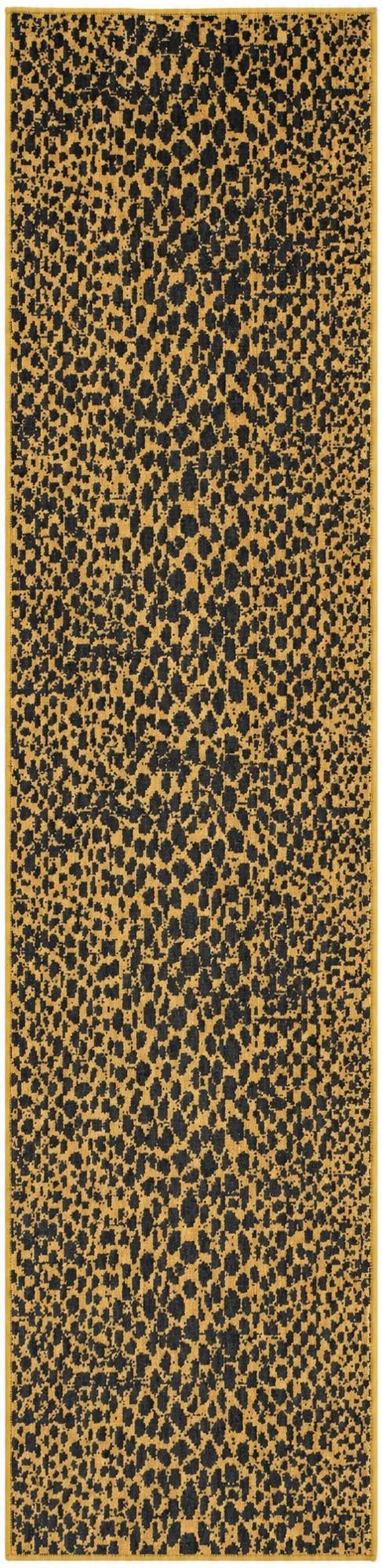 Black and Gold Kamala Washable Runner Rug