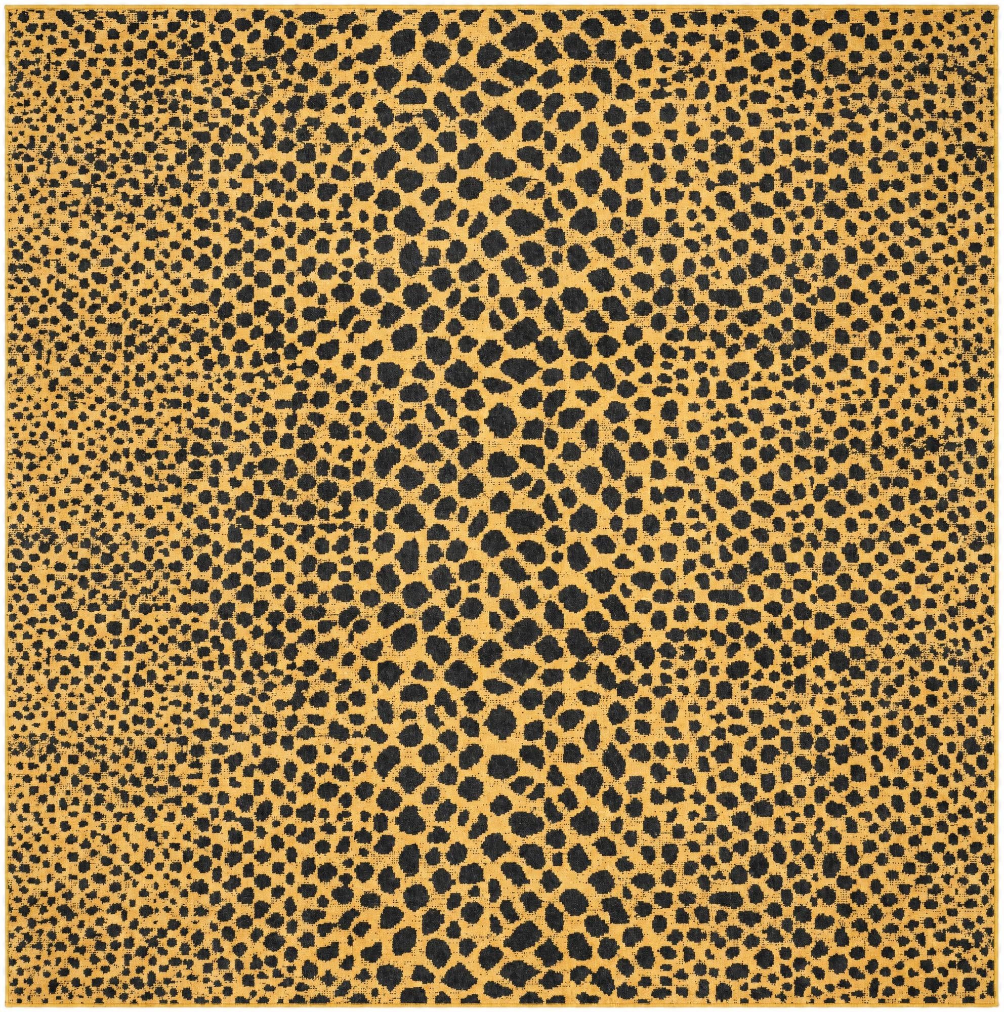 Black and Gold Kamala Washable Square Rug
