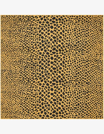 Black and Gold Kamala Washable Square Rug