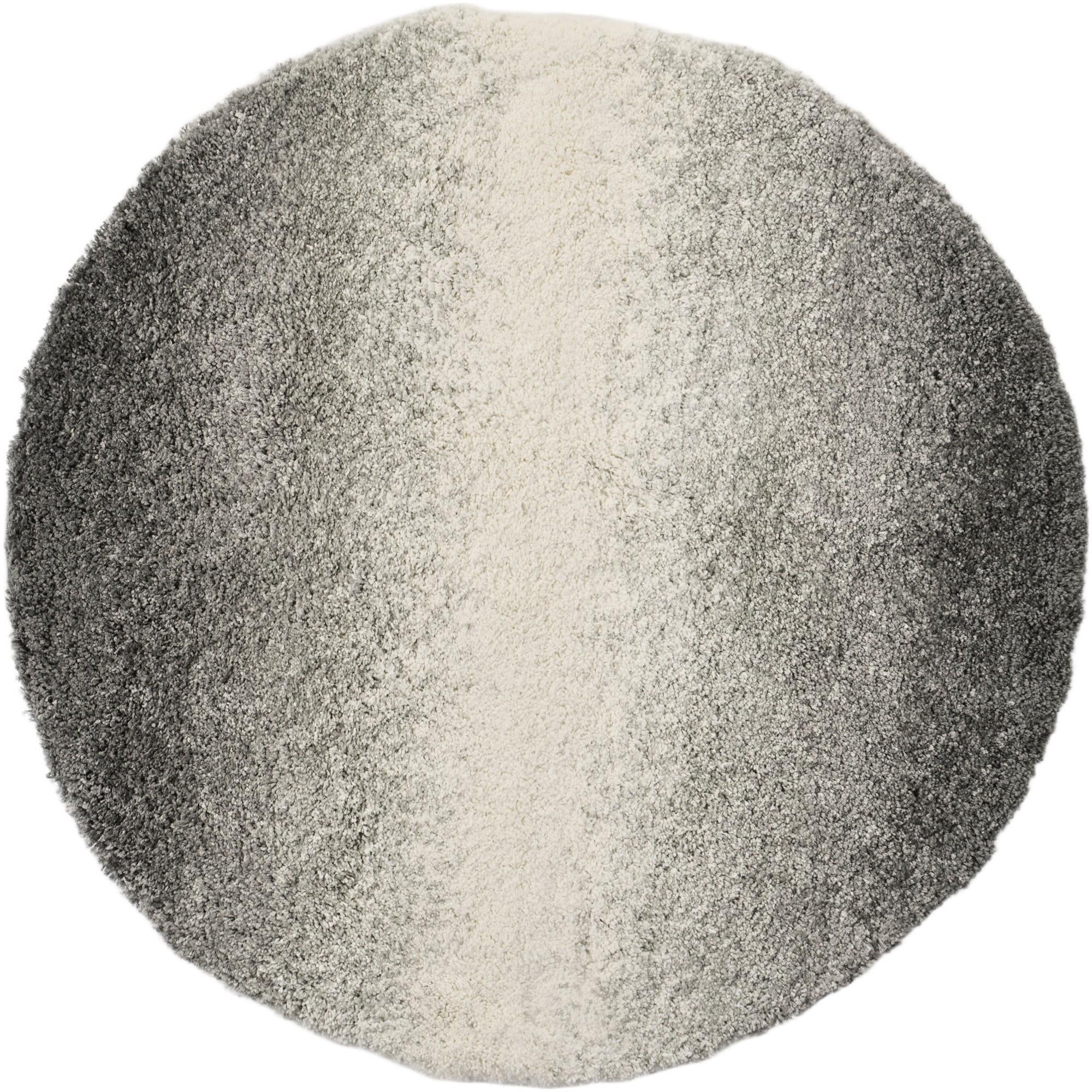 Black and Gray Soft Touch Shag Rund Tæppe