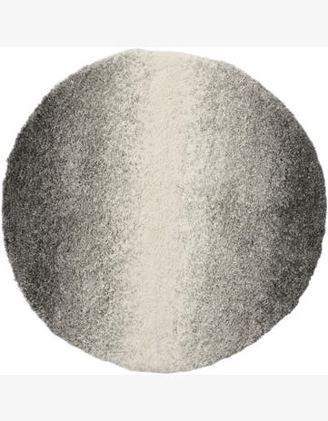 Black and Gray Soft Touch Shag Rund Tæppe