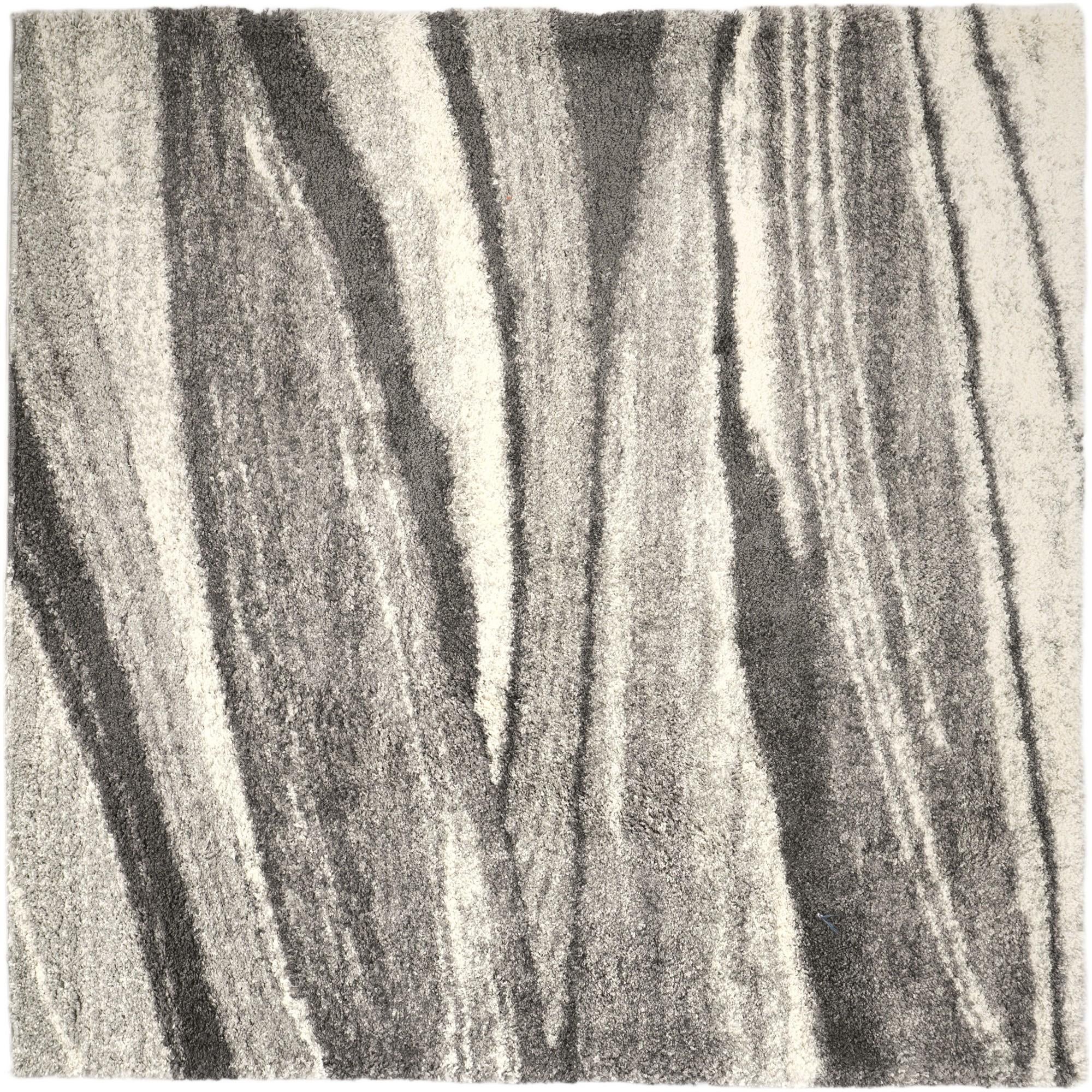 Black and Gray Soft Touch Shag Alfombra Cuadrado