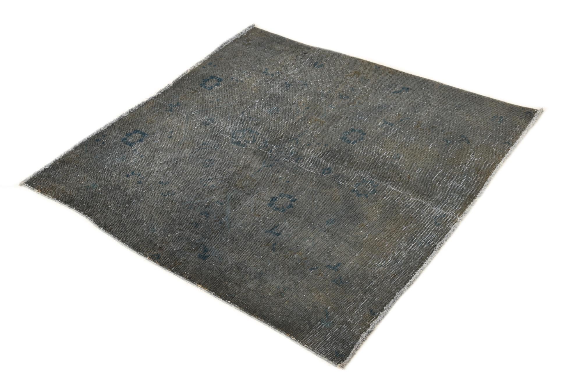 3' 4 x 3' 6 Hand Knotted Ultra Vintage Persian Wool Square Rug