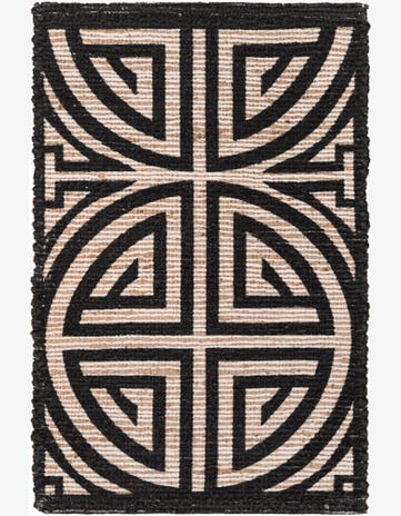Black and Ivory Hand Woven Chenille Jute Rug