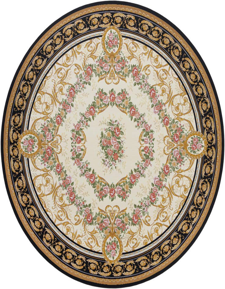 Detail image of 10' x 10' Easy-Clean Traditional Indoor / Outdoor Round Rug