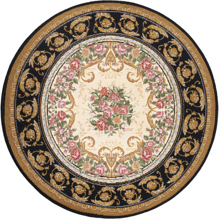 3' x 3' Easy-Clean Traditional Indoor / Outdoor Round Rug