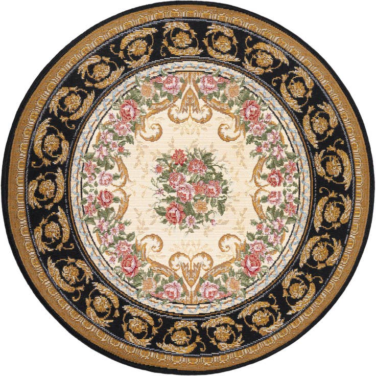 Detail image of 3' x 3' Easy-Clean Traditional Indoor / Outdoor Round Rug