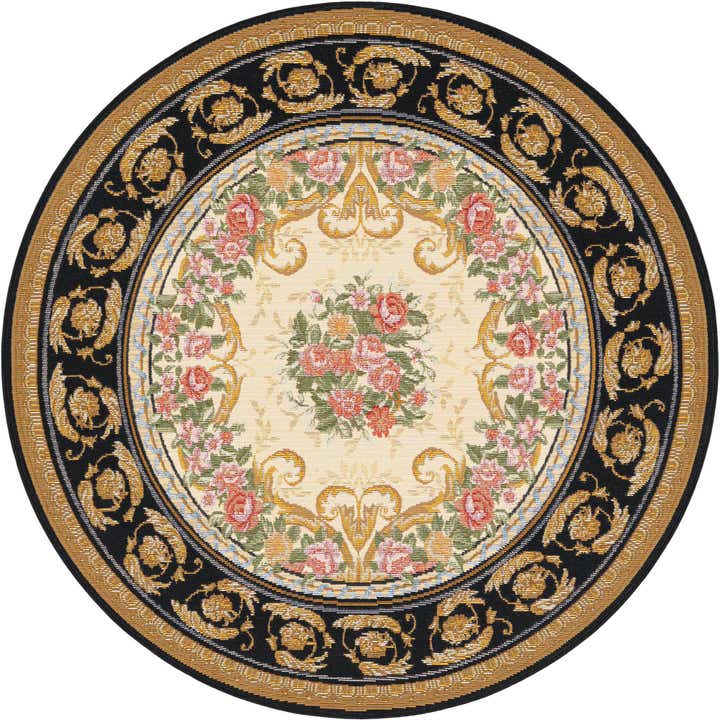 4' x 4' Easy-Clean Traditional Indoor / Outdoor Round Rug